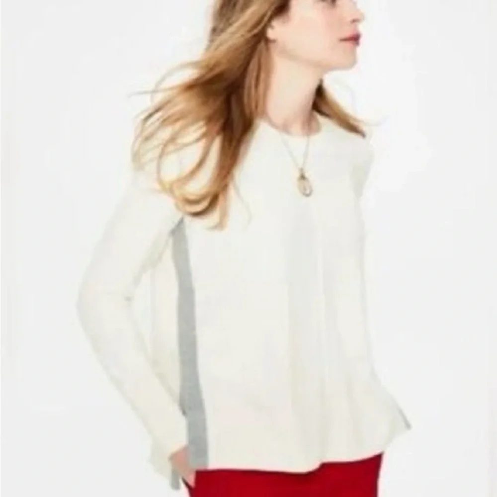 Boden Cream and Gray Crew Neck Sweater